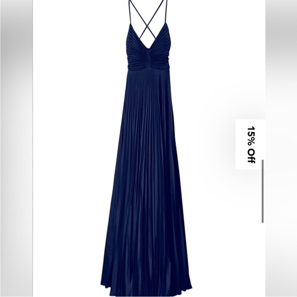 ALC Aires Navy Blue Pleated Maxi Dress - Picture 3 of 7